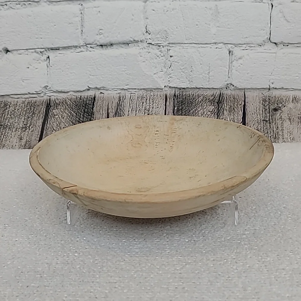 Vintage Farmhouse Mid Century Modern Wooden Large Hand Carved Dough/Salad Bowl
